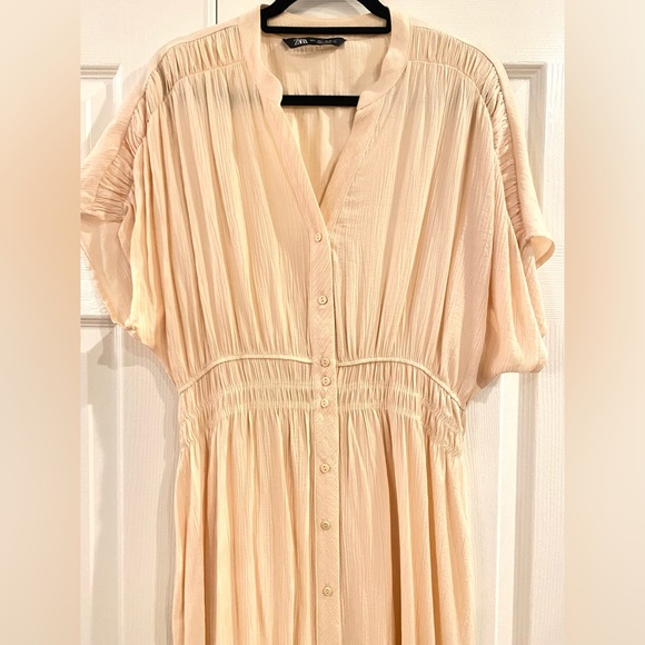 ZARA RUSTIC DRESS WITH PLEATED EFFECT. NWOT - Picture 5 of 7